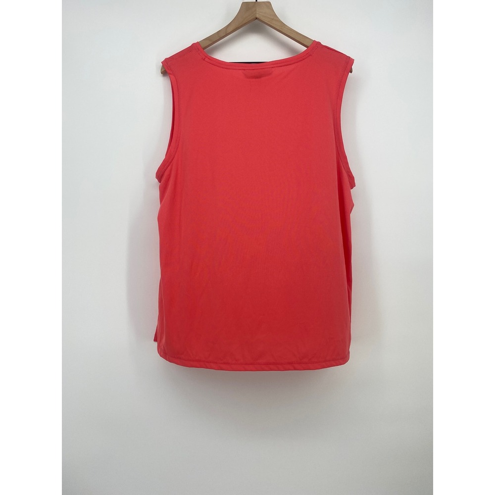 Karen Scott Sport Sleeveless Top XL Coral Pink Activewear V-Stitch Excellent - Picture 2 of 7